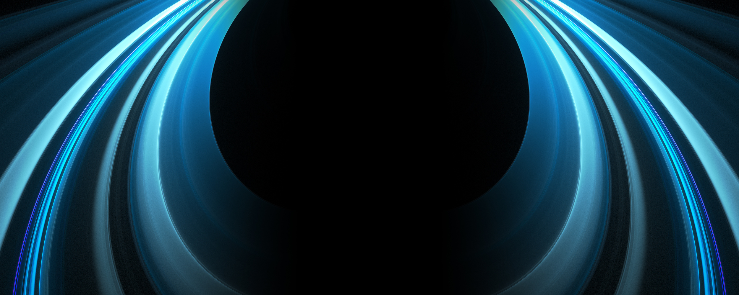 Neon Blue Light Curves on a Black Background